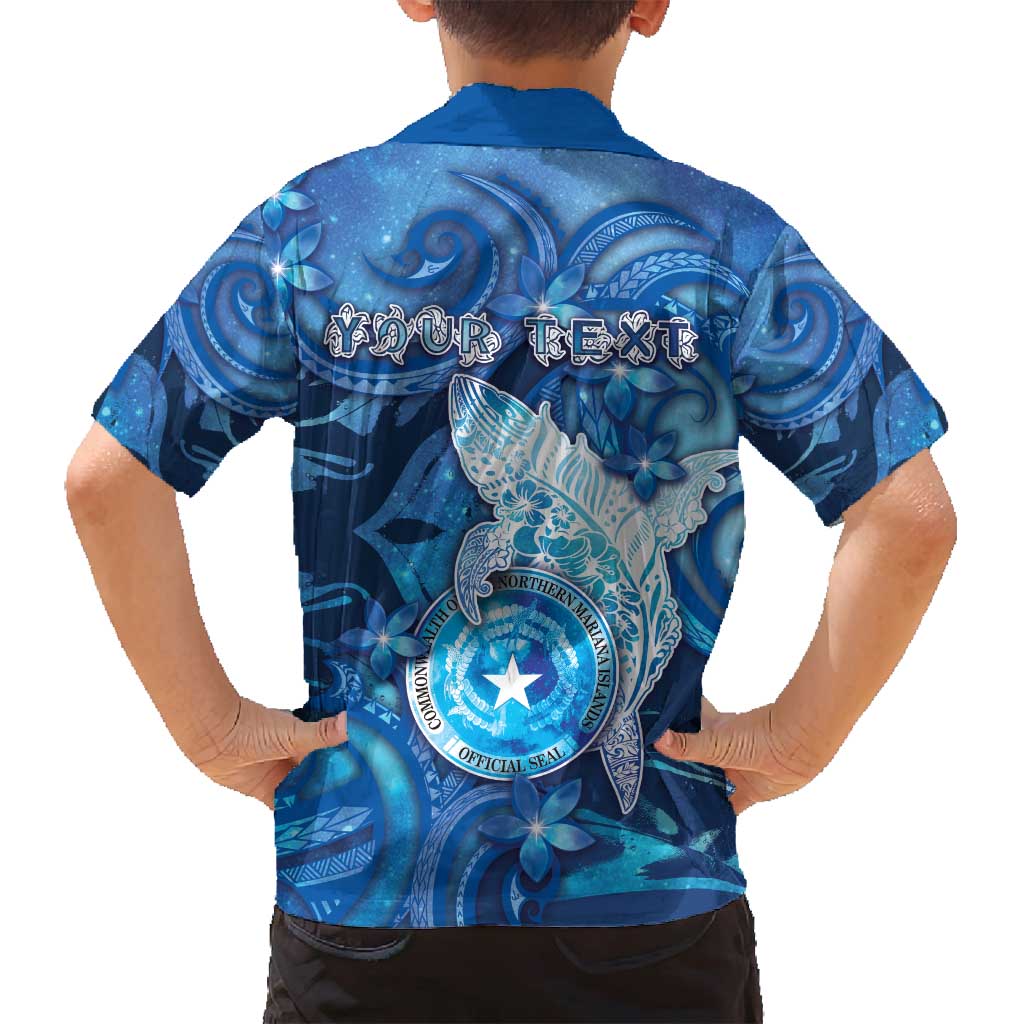 Personalised Northern Mariana Islands Family Matching Off Shoulder Short Dress and Hawaiian Shirt Galaxy Polynesian Shark Tattoo - Polynesian Pride