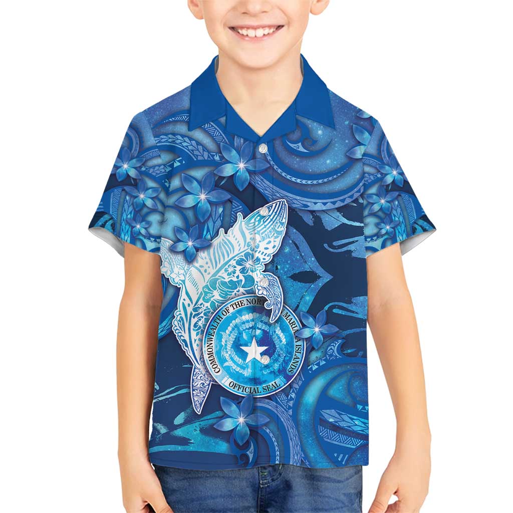 Personalised Northern Mariana Islands Family Matching Off Shoulder Short Dress and Hawaiian Shirt Galaxy Polynesian Shark Tattoo - Polynesian Pride