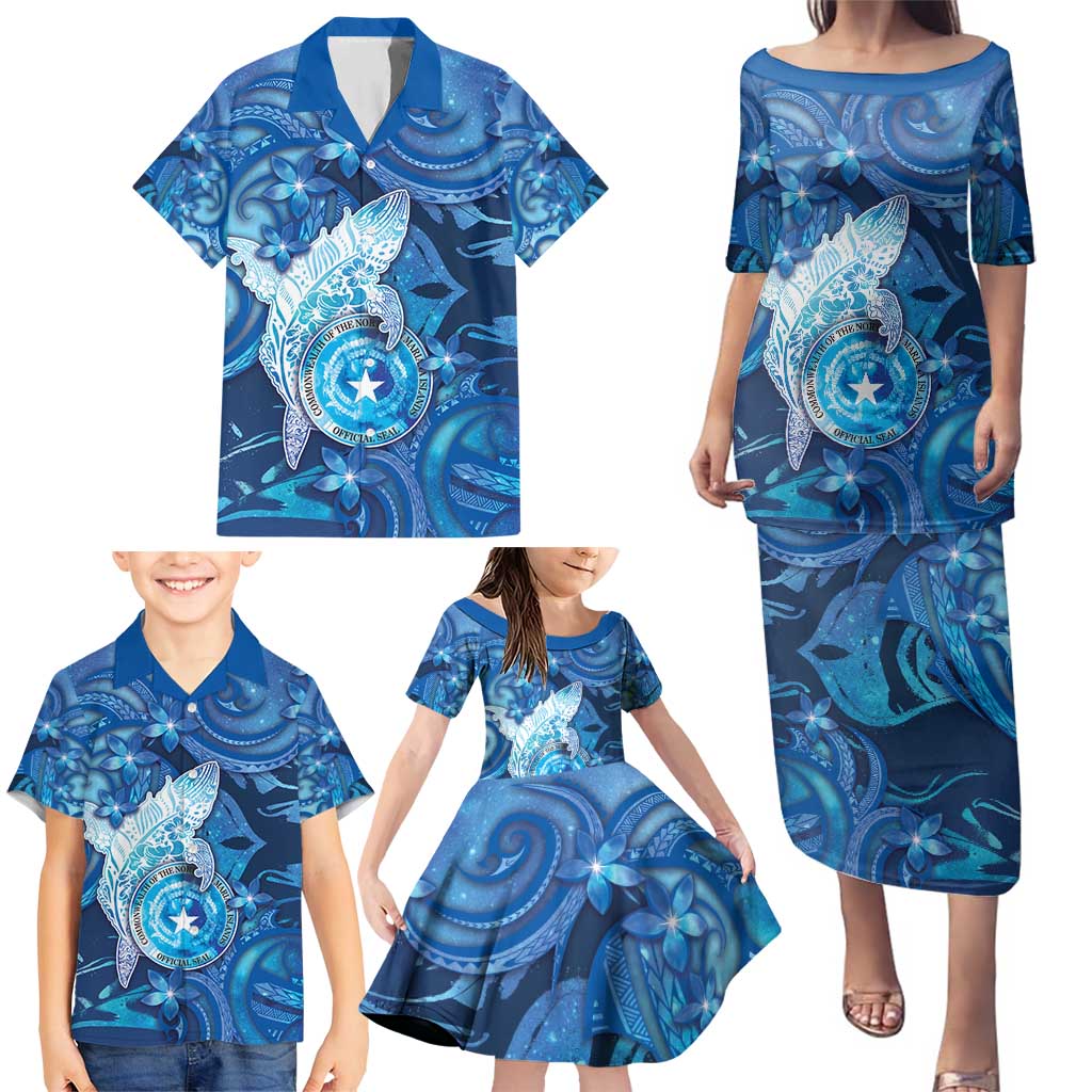 Personalised Northern Mariana Islands Family Matching Puletasi and Hawaiian Shirt Galaxy Polynesian Shark Tattoo DT05 - Polynesian Pride