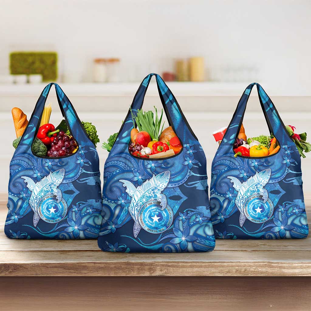 Northern Mariana Islands Grocery Bag Galaxy Polynesian Shark Tattoo DT05 3-pack One Size Blue - Polynesian Pride