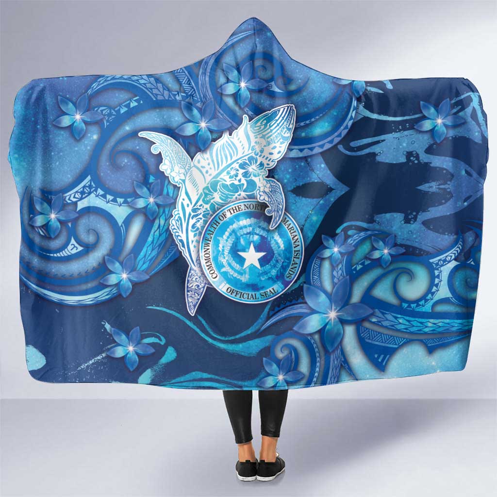 Northern Mariana Islands Hooded Blanket Galaxy Polynesian Shark Tattoo DT05 One Size Blue - Polynesian Pride