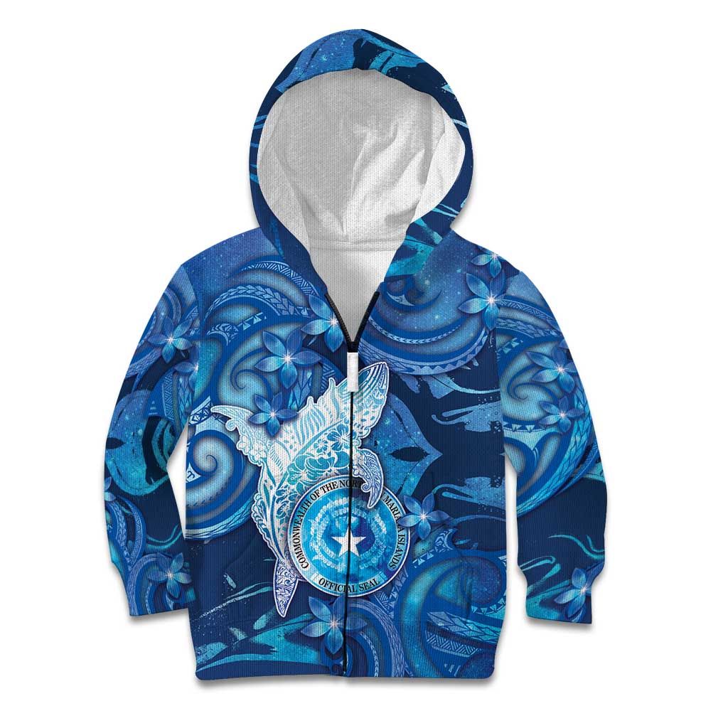 Personalised Northern Mariana Islands Kid Hoodie Galaxy Polynesian Shark Tattoo - Polynesian Pride