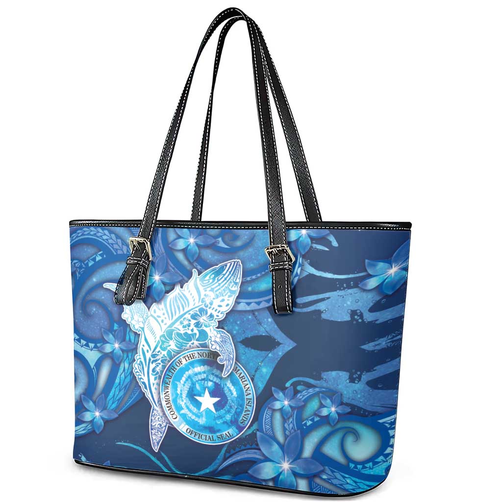 Northern Mariana Islands Leather Tote Bag Galaxy Polynesian Shark Tattoo DT05 - Polynesian Pride