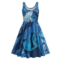 Personalised Northern Mariana Islands Midi Dress Galaxy Polynesian Shark Tattoo DT05 Blue - Polynesian Pride