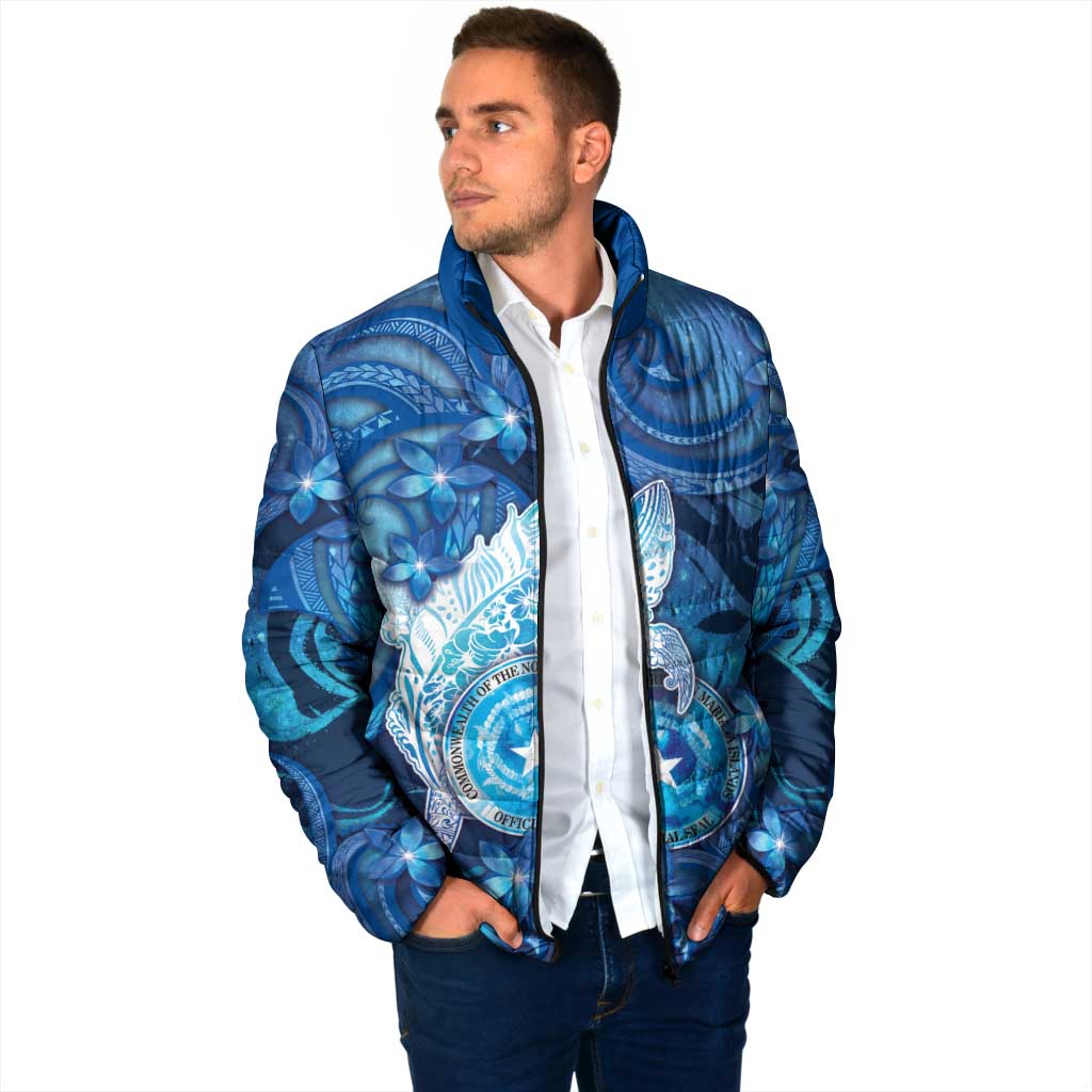 Personalised Northern Mariana Islands Padded Jacket Galaxy Polynesian Shark Tattoo DT05 - Polynesian Pride