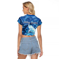Personalised Northern Mariana Islands Raglan Cropped T Shirt Galaxy Polynesian Shark Tattoo DT05 - Polynesian Pride