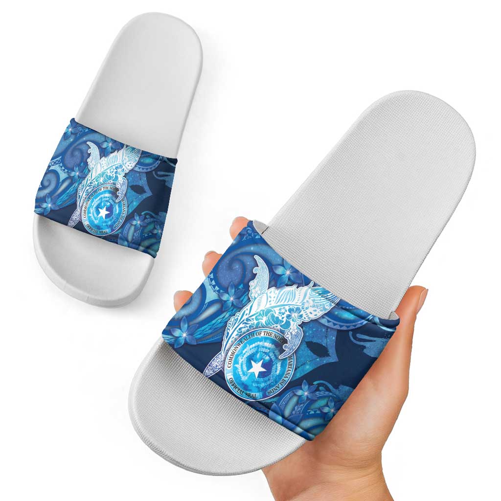 Northern Mariana Islands Slide Sandals Galaxy Polynesian Shark Tattoo DT05 - Polynesian Pride