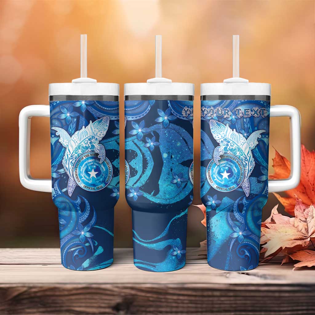 Personalised Northern Mariana Islands Tumbler With Handle Galaxy Polynesian Shark Tattoo - Polynesian Pride