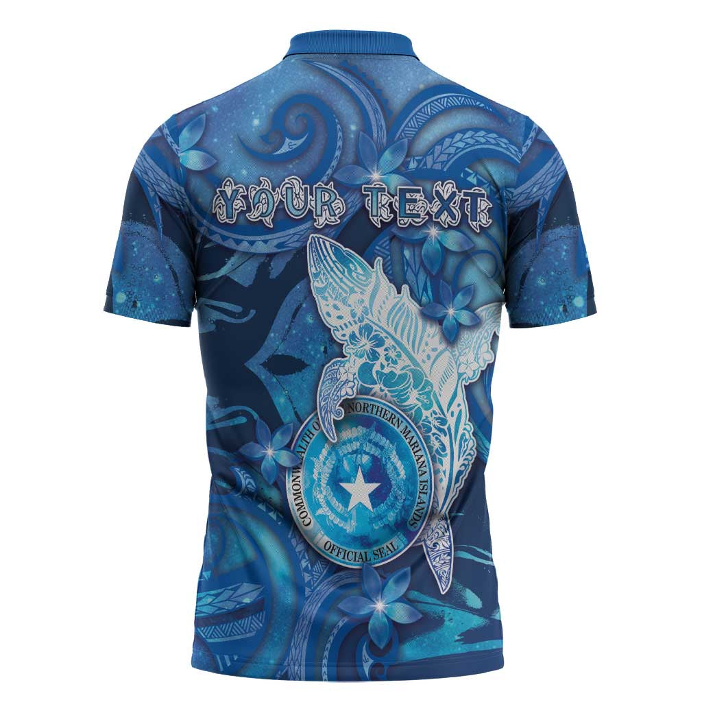 Personalised Northern Mariana Islands Zipper Polo Shirt Galaxy Polynesian Shark Tattoo - Polynesian Pride