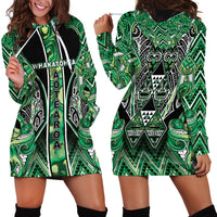 Aotearoa Whakatohea Hoodie Dress Maori Tribal Green Abalone Paua Shell Pattern DT05 - Polynesian Pride