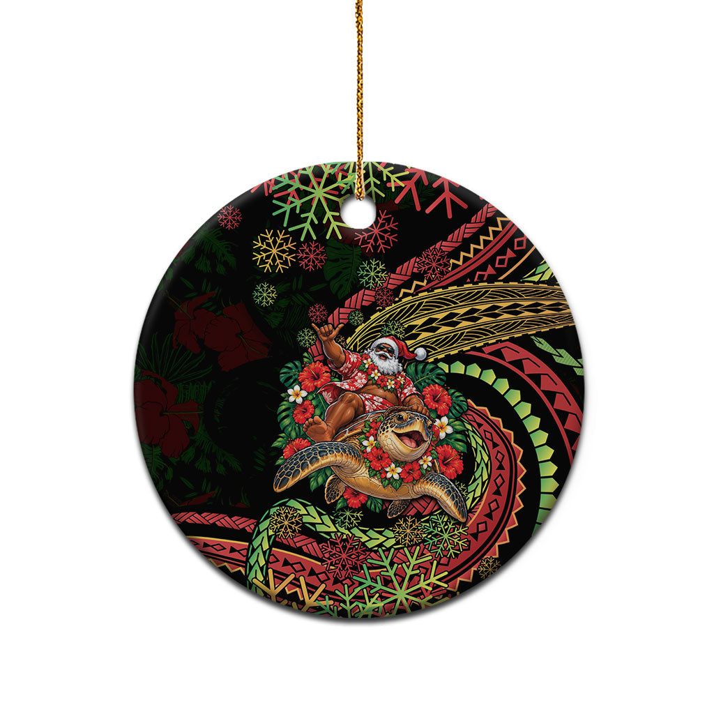 Hawaii Christmas Ceramic Ornament Aloha Santa Riding Honu DT05 - Polynesian Pride