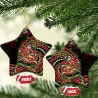 Hawaii Christmas Ceramic Ornament Aloha Santa Riding Honu DT05 Star Black - Polynesian Pride