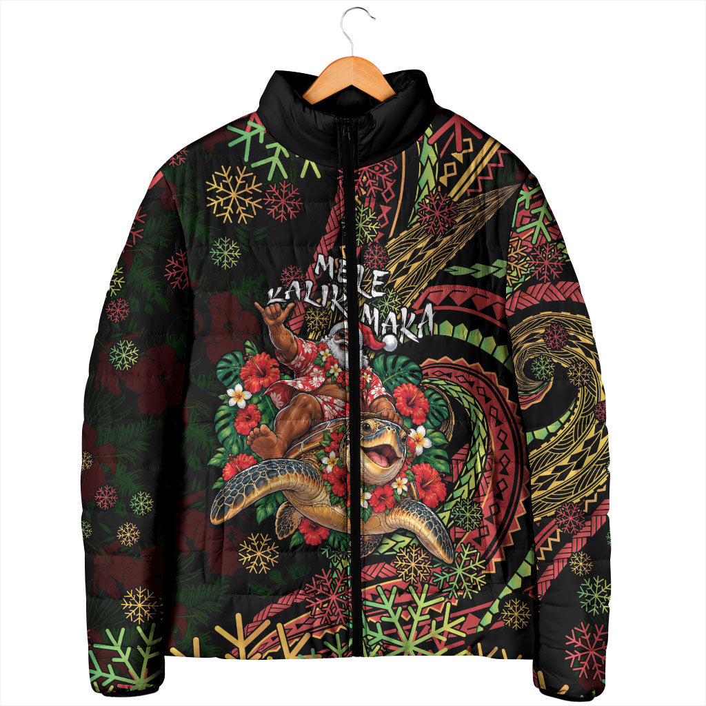 Hawaii Christmas Padded Jacket Aloha Santa Riding Honu DT05 - Polynesian Pride