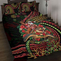 Hawaii Christmas Quilt Bed Set Aloha Santa Riding Honu DT05 Black - Polynesian Pride