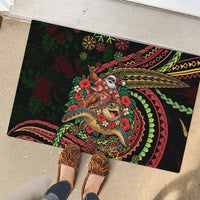 Hawaii Christmas Rubber Doormat Aloha Santa Riding Honu DT05 - Polynesian Pride