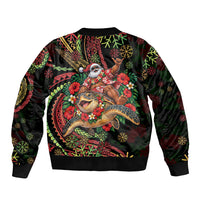 Hawaii Christmas Sleeve Zip Bomber Jacket Aloha Santa Riding Honu DT05 - Polynesian Pride