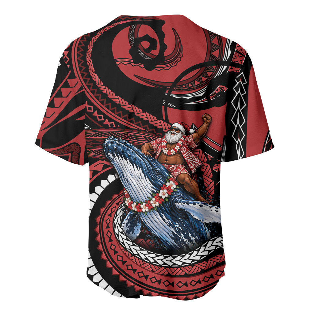 Tonga Christmas Baseball Jersey Santa Riding Humpback Whale DT05 - Polynesian Pride