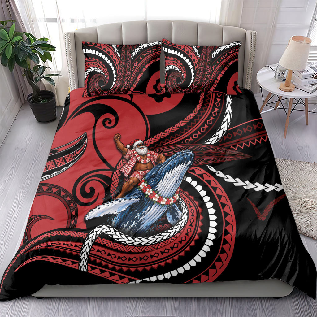 Tonga Christmas Bedding Set Santa Riding Humpback Whale DT05 - Polynesian Pride
