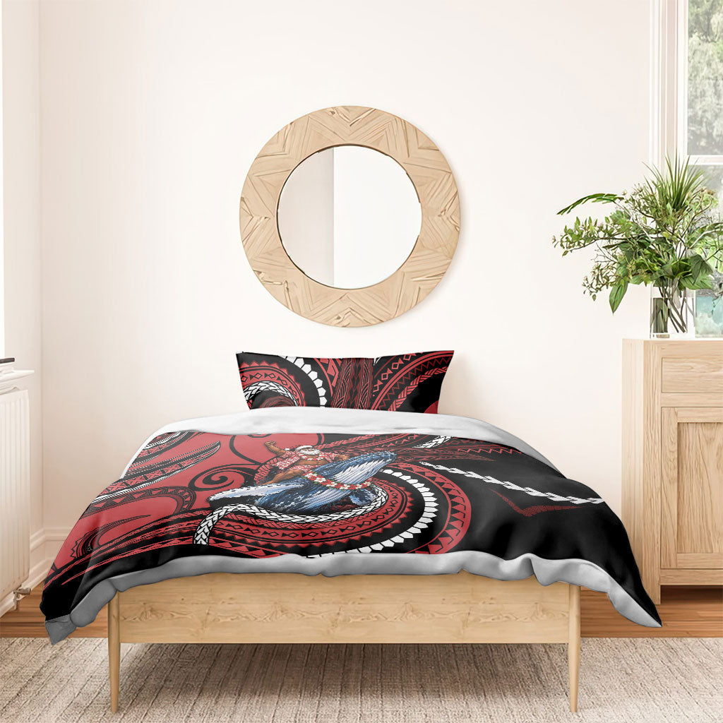 Tonga Christmas Bedding Set Santa Riding Humpback Whale DT05 - Polynesian Pride
