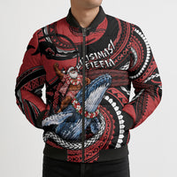 Tonga Christmas Bomber Puffer Jacket Santa Riding Humpback Whale DT05 - Polynesian Pride