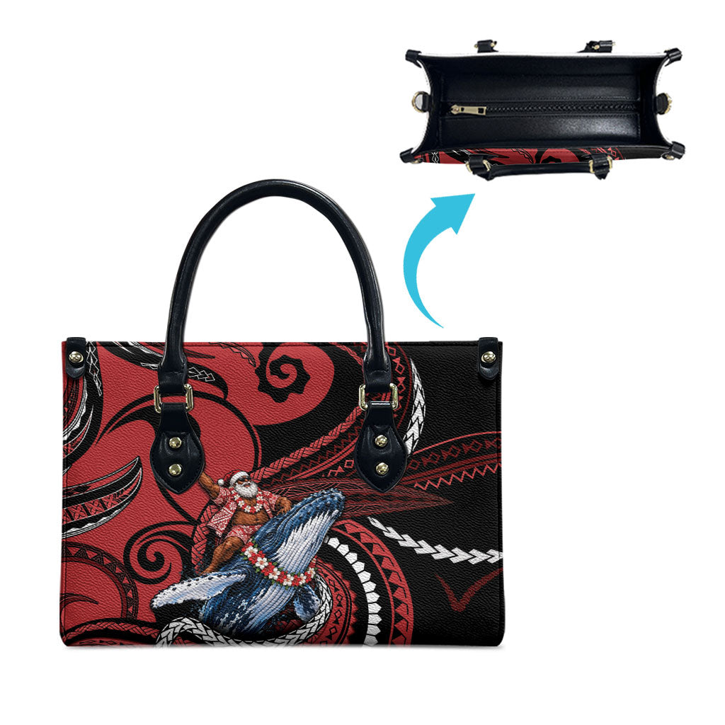 Tonga Christmas Leather Bag Santa Riding Humpback Whale DT05 - Polynesian Pride