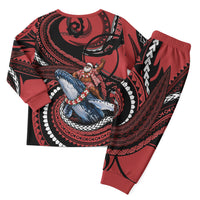 Tonga Christmas Pajama Set Santa Riding Humpback Whale DT05 - Polynesian Pride