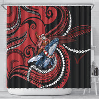 Tonga Christmas Shower Curtain Santa Riding Humpback Whale DT05 - Polynesian Pride
