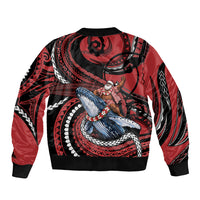 Tonga Christmas Sleeve Zip Bomber Jacket Santa Riding Humpback Whale DT05 - Polynesian Pride