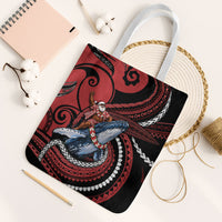 Tonga Christmas Tote Bag Santa Riding Humpback Whale DT05 White Strap One Size Red - Polynesian Pride