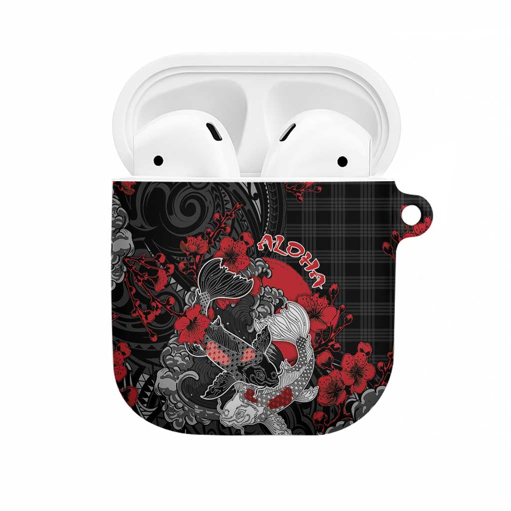 Hawaiian And Japanese AirPods Case Aloha Koi Fish Palaka Patterns - Polynesian Pride