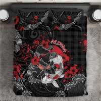 Hawaiian And Japanese Bedding Set Aloha Koi Fish Palaka Patterns DT05 Black - Polynesian Pride