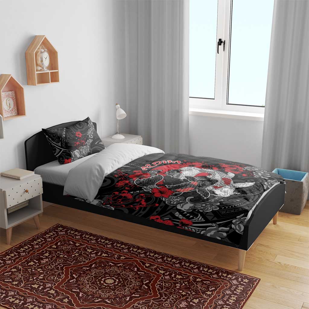 Hawaiian And Japanese Bedding Set Aloha Koi Fish Palaka Patterns DT05 - Polynesian Pride