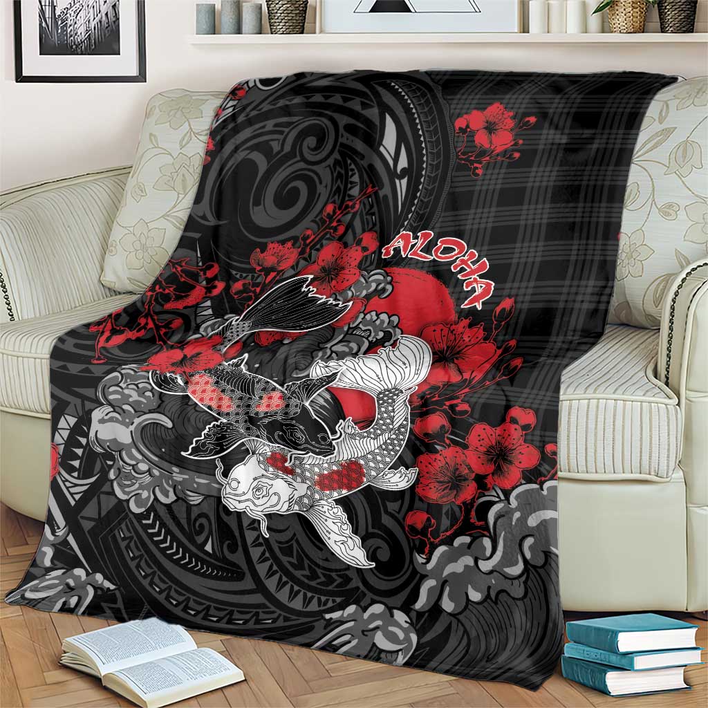 Hawaiian And Japanese Blanket Aloha Koi Fish Palaka Patterns DT05 - Polynesian Pride