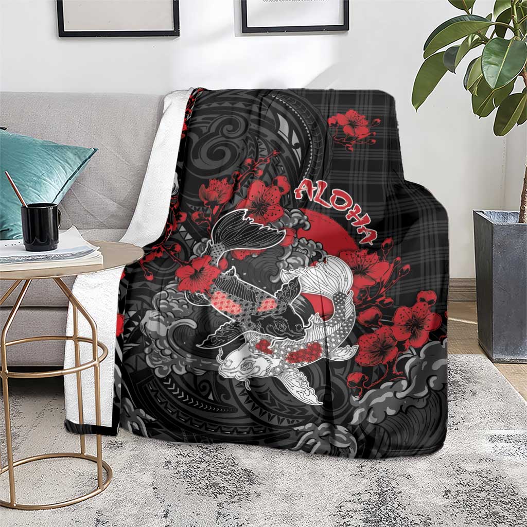 Hawaiian And Japanese Blanket Aloha Koi Fish Palaka Patterns DT05 - Polynesian Pride