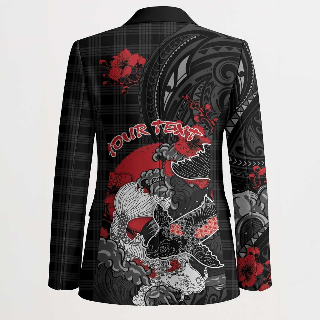 Personalised Hawaiian And Japanese Blazer Aloha Koi Fish Palaka Patterns DT05 - Polynesian Pride