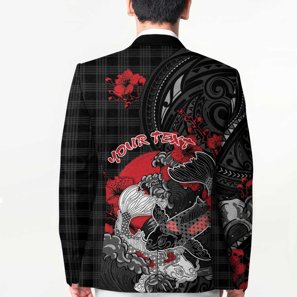 Personalised Hawaiian And Japanese Blazer Aloha Koi Fish Palaka Patterns DT05 - Polynesian Pride