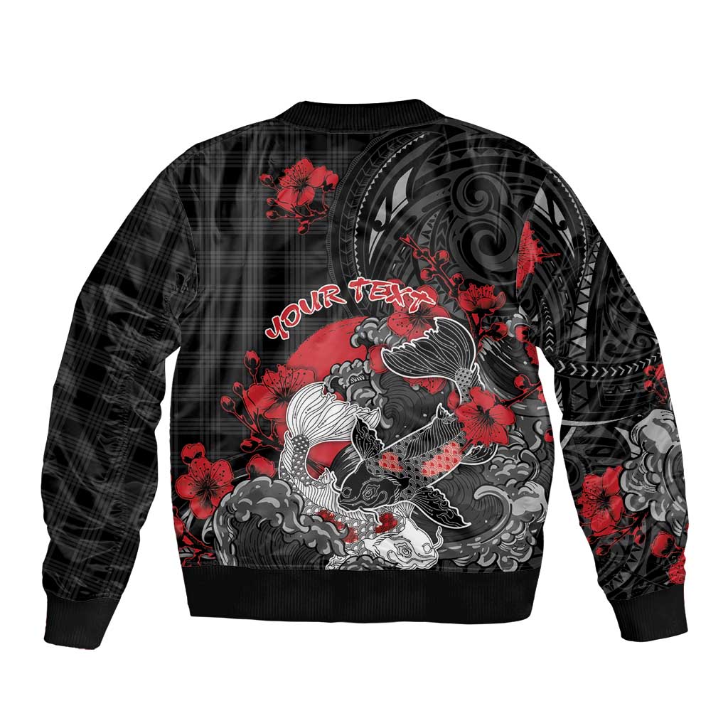 Personalised Hawaiian And Japanese Bomber Jacket Aloha Koi Fish Palaka Patterns DT05 - Polynesian Pride