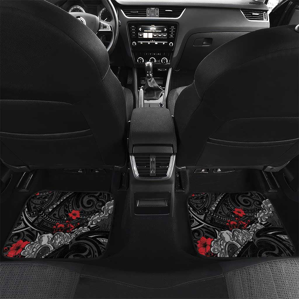 Personalised Hawaiian And Japanese Car Mats Aloha Koi Fish Palaka Patterns DT05 Set 2pcs - Back Black - Polynesian Pride