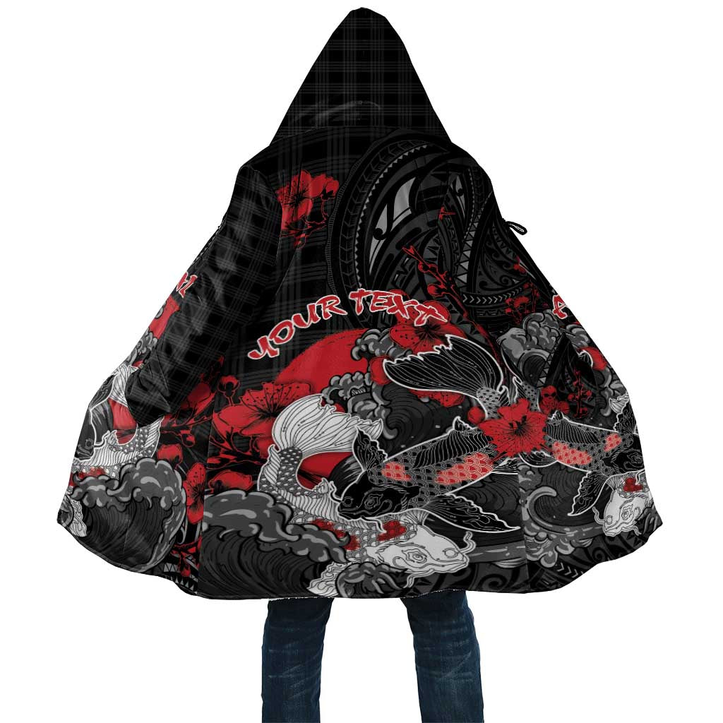 Personalised Hawaiian And Japanese Cloak Aloha Koi Fish Palaka Patterns - Polynesian Pride
