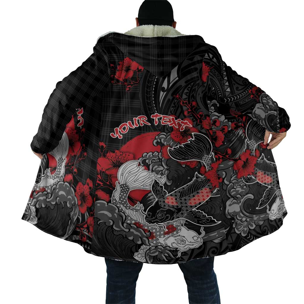 Personalised Hawaiian And Japanese Cloak Aloha Koi Fish Palaka Patterns - Polynesian Pride