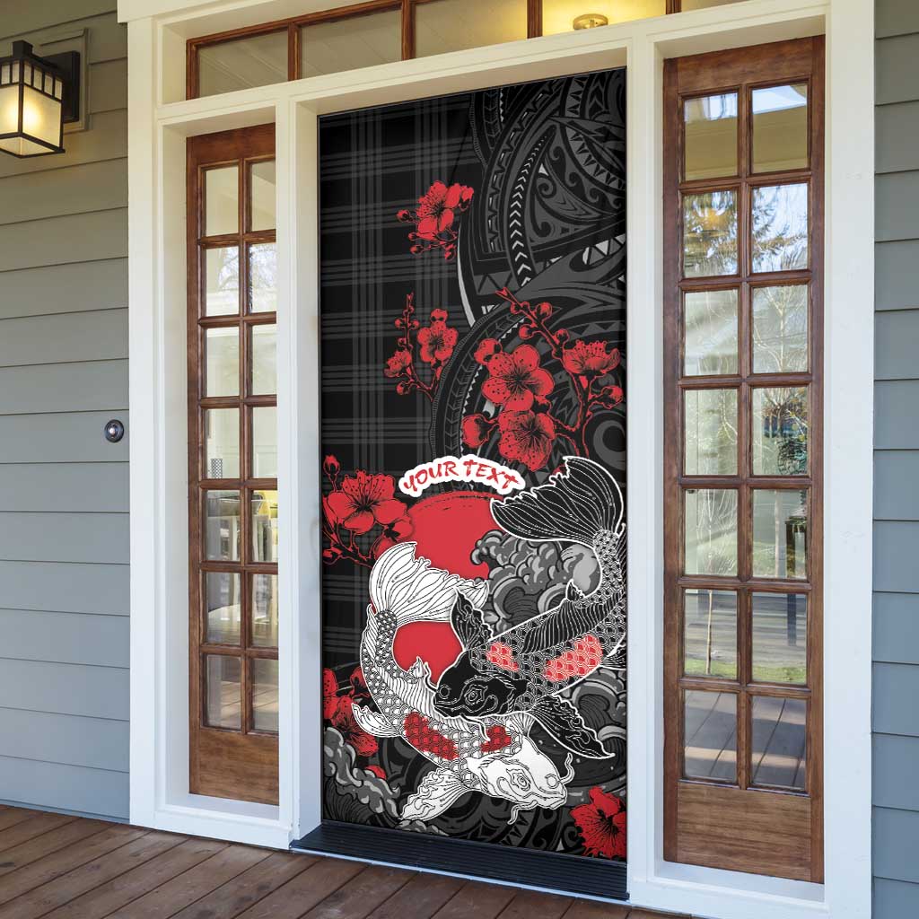 Personalised Hawaiian And Japanese Door Cover Aloha Koi Fish Palaka Patterns - Polynesian Pride