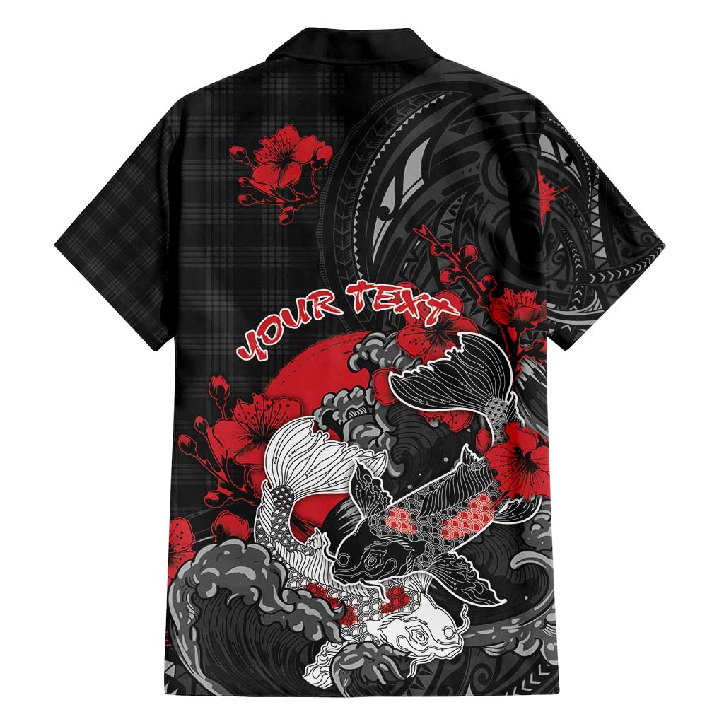 Personalised Hawaiian And Japanese Family Matching Long Sleeve Bodycon Dress and Hawaiian Shirt Aloha Koi Fish Palaka Patterns - Polynesian Pride