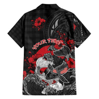 Personalised Hawaiian And Japanese Family Matching Short Sleeve Bodycon Dress and Hawaiian Shirt Aloha Koi Fish Palaka Patterns - Polynesian Pride