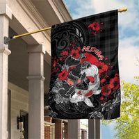 Hawaiian And Japanese Garden Flag Aloha Koi Fish Palaka Patterns DT05 House Flag Black - Polynesian Pride