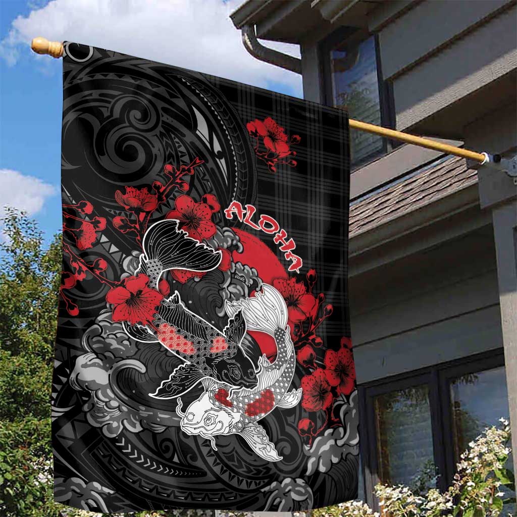 Hawaiian And Japanese Garden Flag Aloha Koi Fish Palaka Patterns DT05 - Polynesian Pride