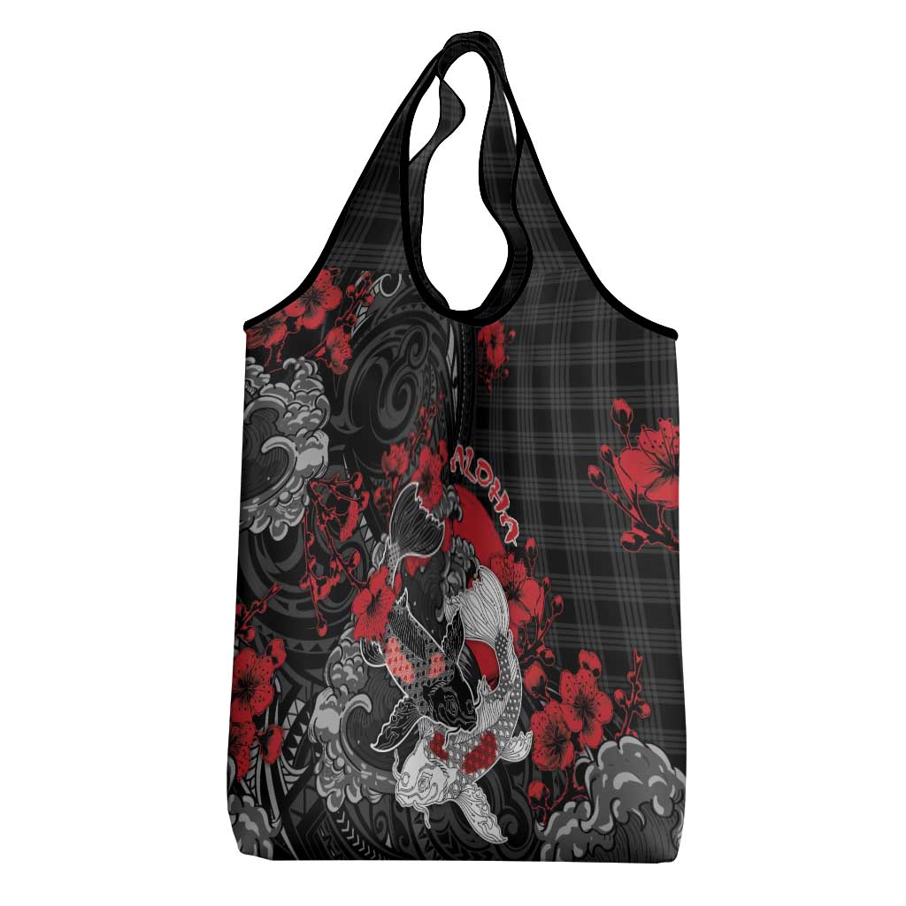Hawaiian And Japanese Grocery Bag Aloha Koi Fish Palaka Patterns DT05 - Polynesian Pride