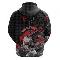 Personalised Hawaiian And Japanese Hoodie - Aloha Koi Fish Palaka Patterns DT05 - Polynesian Pride