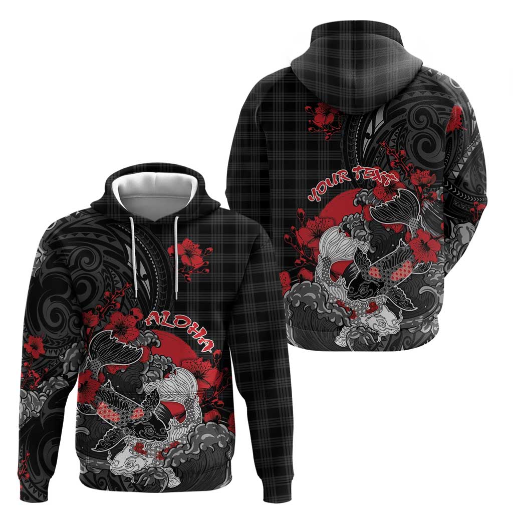 Personalised Hawaiian And Japanese Hoodie - Aloha Koi Fish Palaka Patterns DT05 - Polynesian Pride