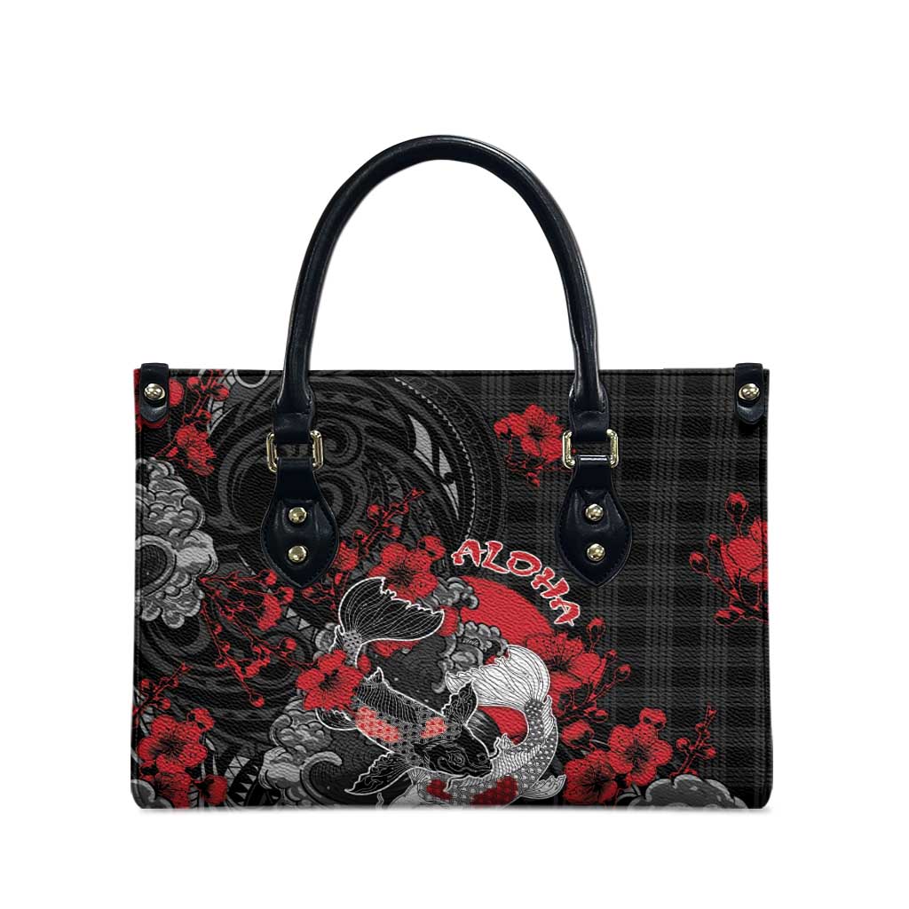 Hawaiian And Japanese Leather Bag Aloha Koi Fish Palaka Patterns DT05 - Polynesian Pride