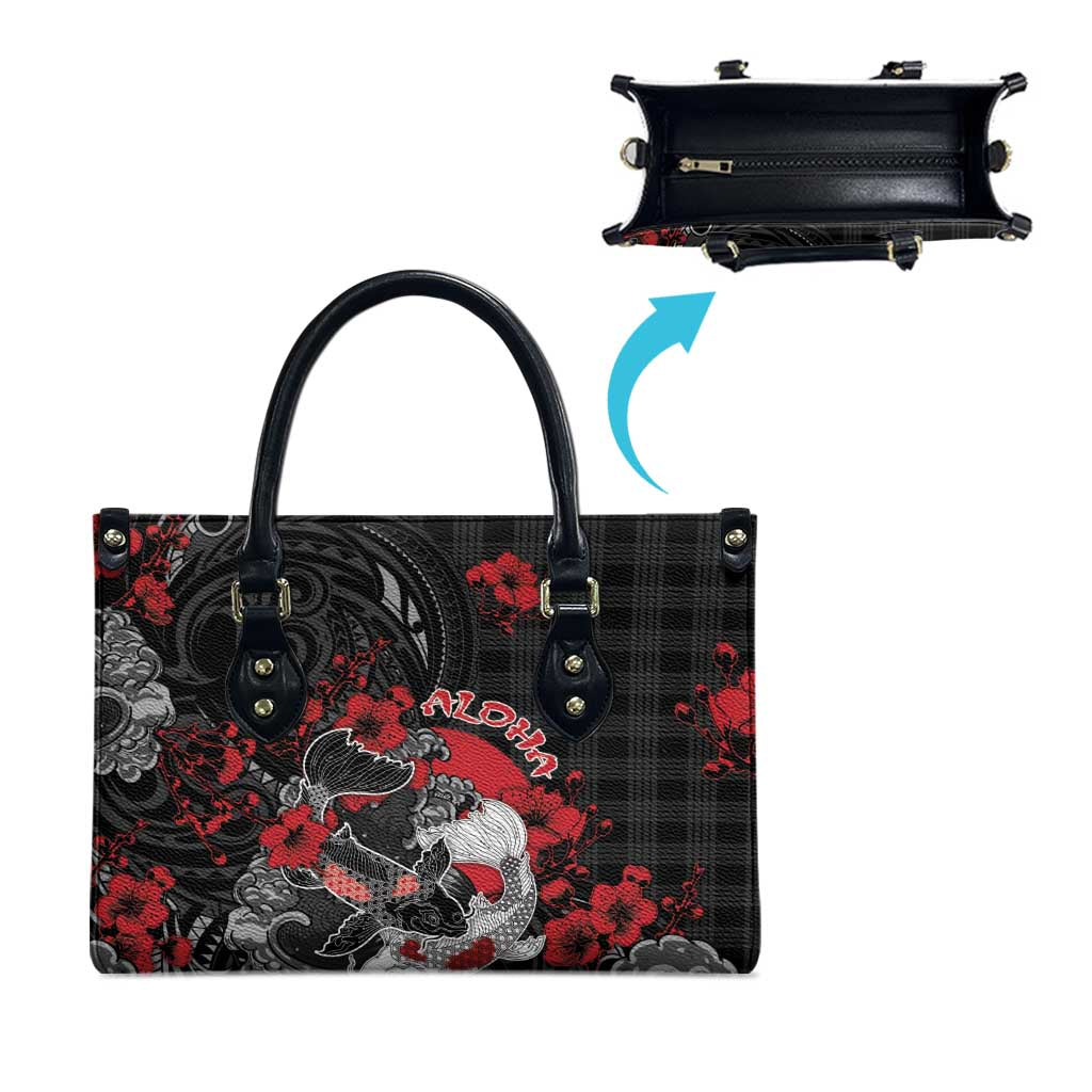 Hawaiian And Japanese Leather Bag Aloha Koi Fish Palaka Patterns DT05 - Polynesian Pride